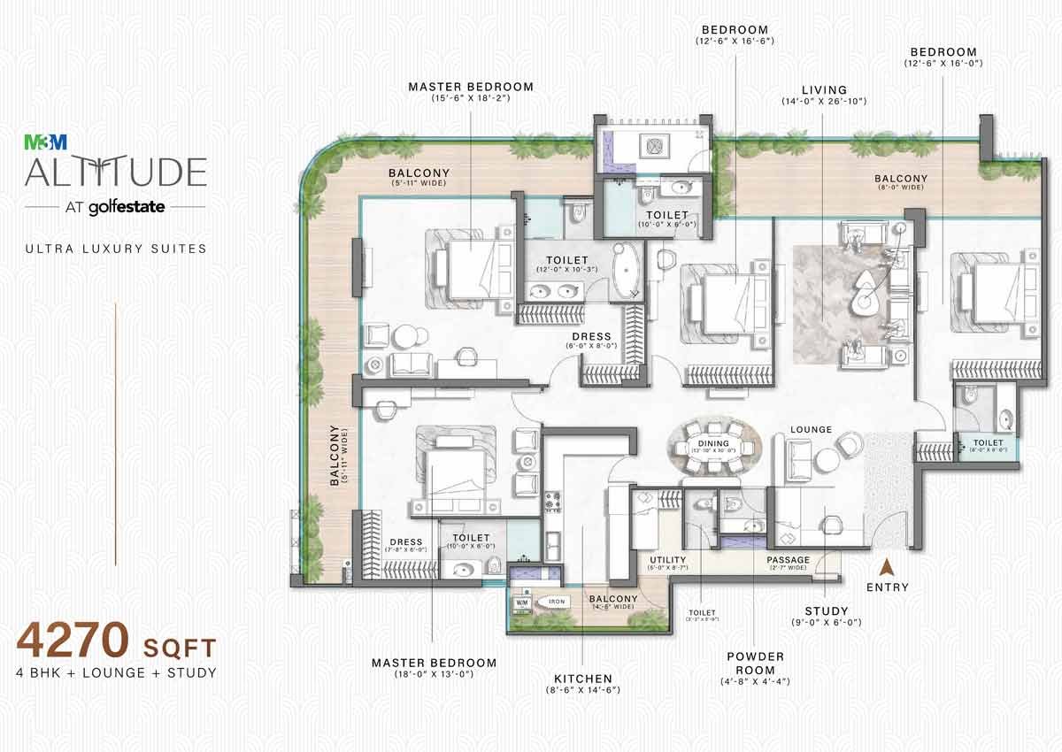 M3M Altitude 4 Bhk - 4270 Sq.Ft Floor Plan